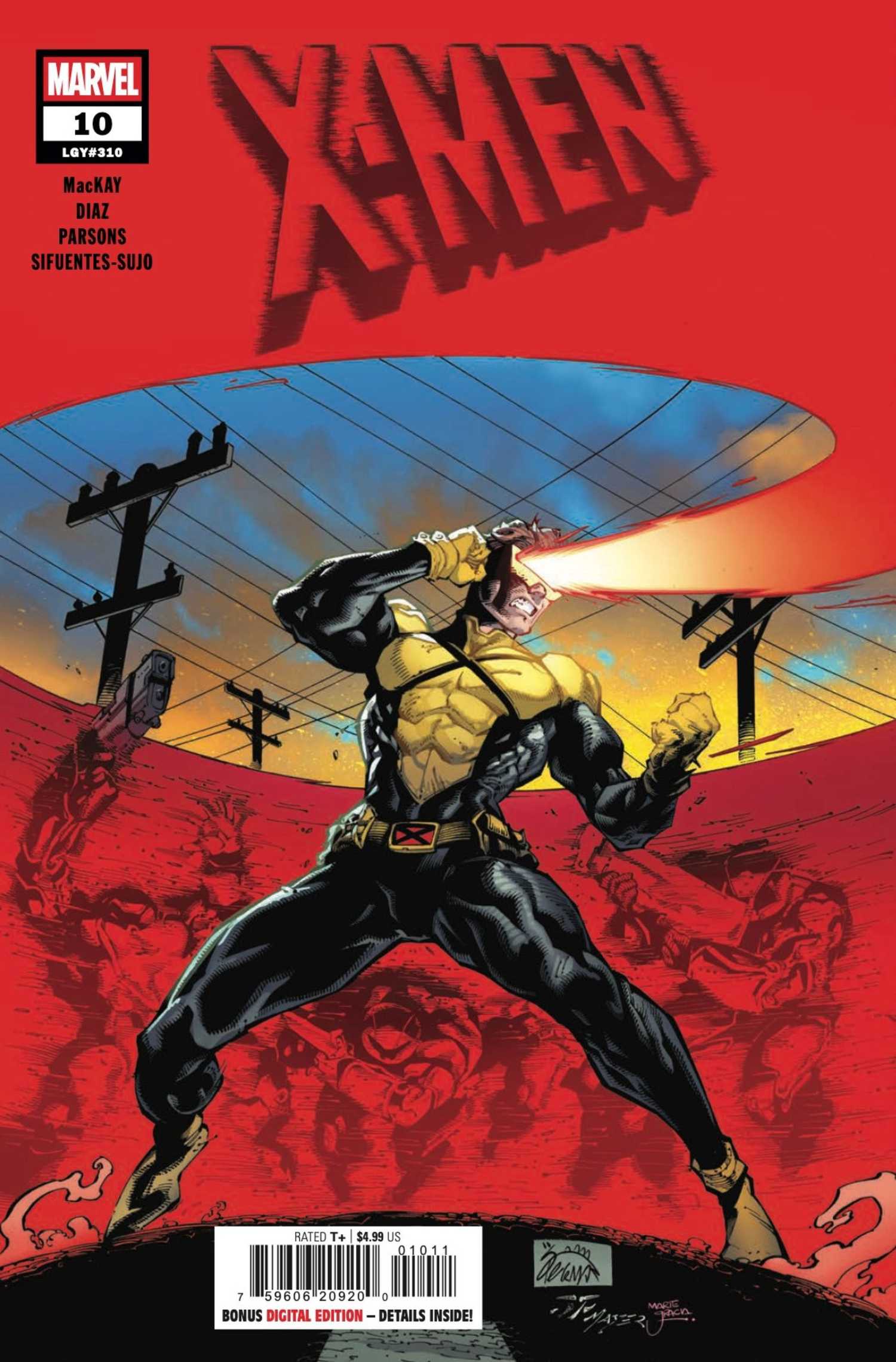 Comic book cover: Cyclops uses his vision powers.
