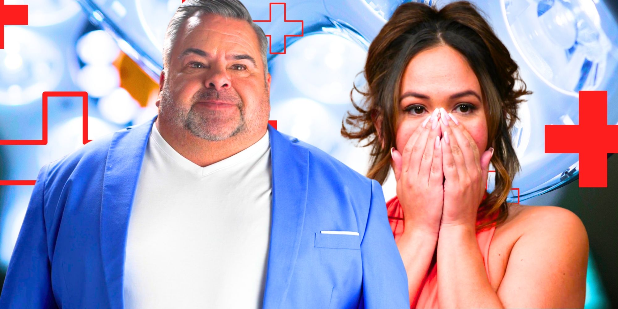 90 Day Fiancé’s Big Ed Brown next to a shocked Liz Woods, who holds her hands over her mouth.