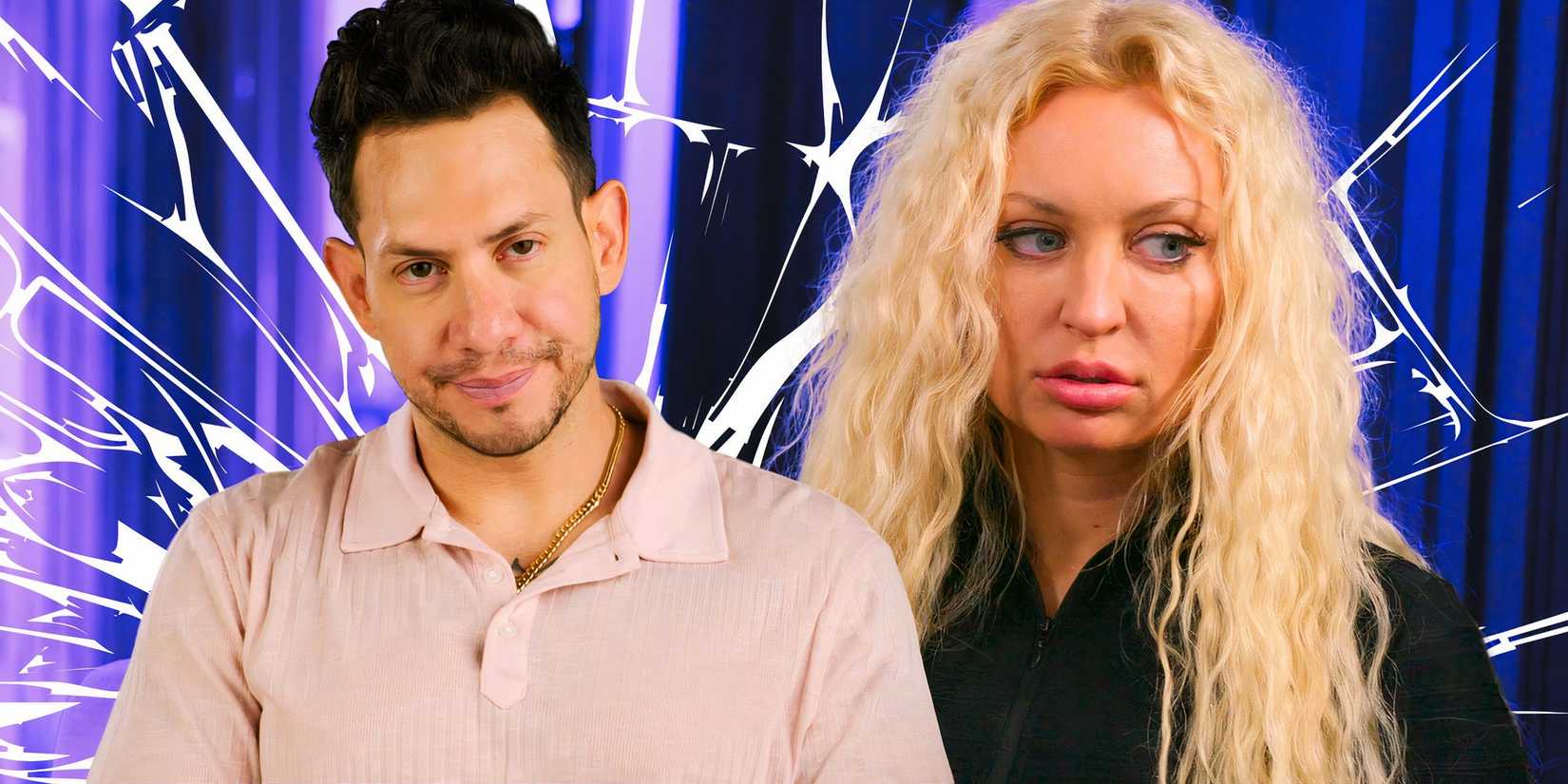 90 Day Fiancé Josh Weinstein with shady look and Natalie Mordovtseva looking distraught