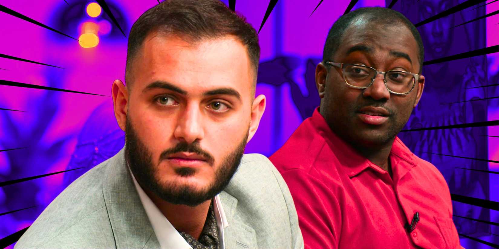 90 Day Fiance Adnan Abdelfattah and Niles Valentine in side by side images looking to the side