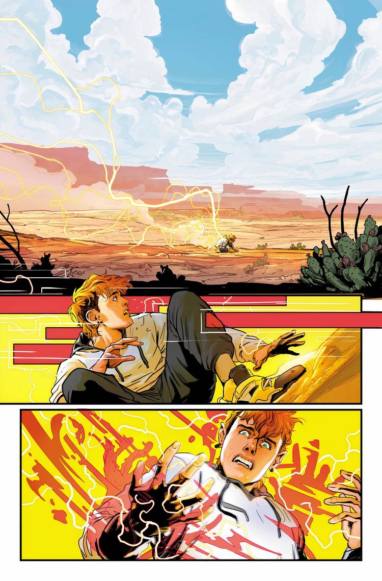 Absolute Flash preview page, Wally West uses his speed and looks terrified-1