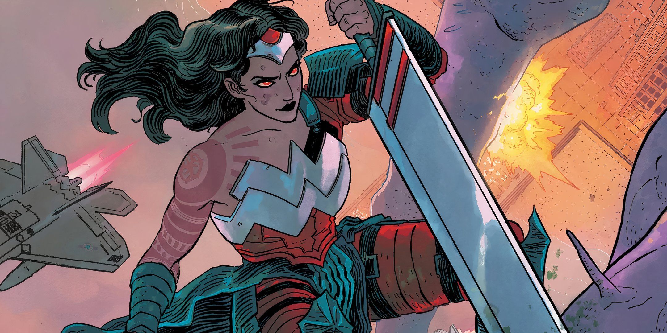 Absolute Wonder Woman Attacking the Tetracide Featured DC