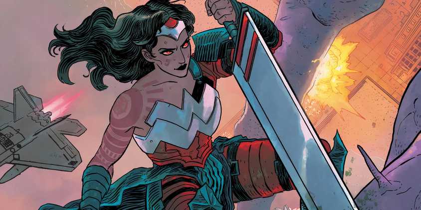 Absolute Wonder Woman Attacking the Tetracide Featured DC