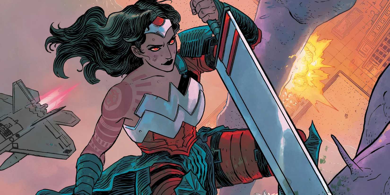 Absolute Wonder Woman Attacking the Tetracide Featured DC
