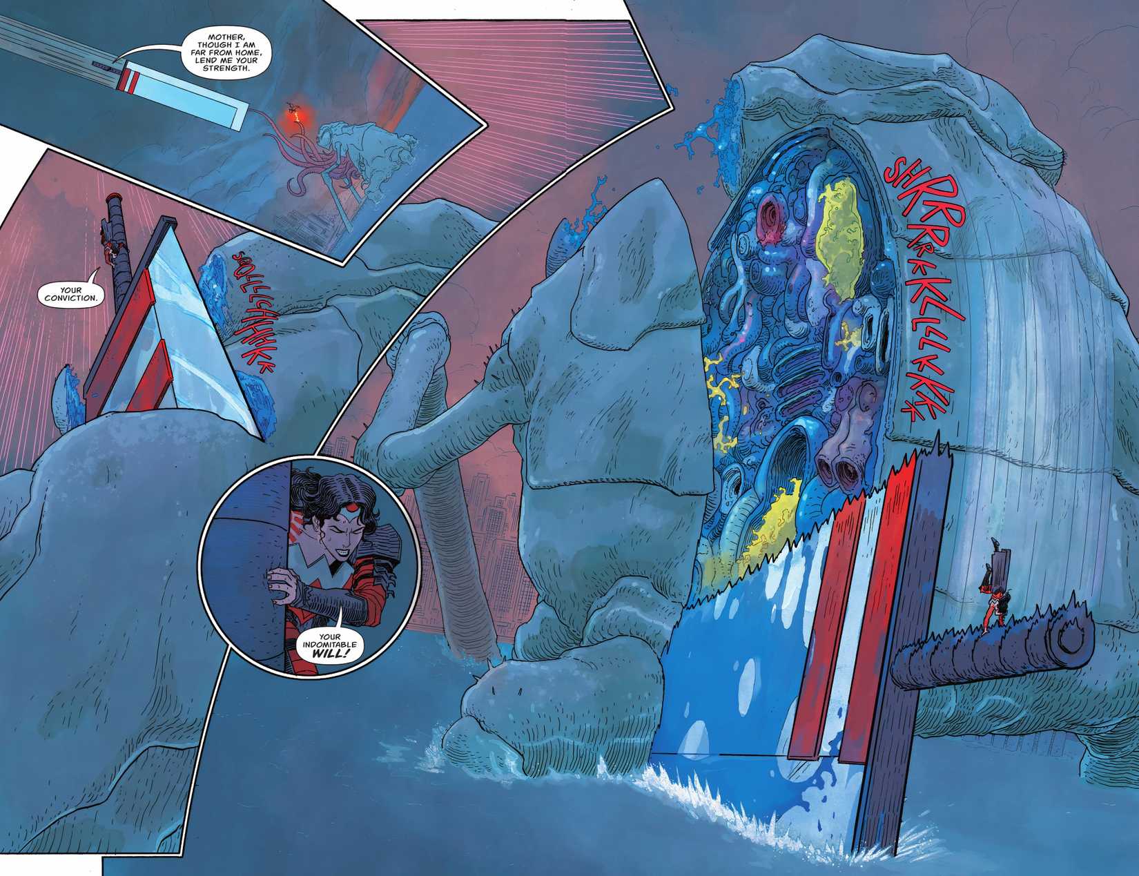 Absolute Wonder Woman Slices Tetracide in Half DC