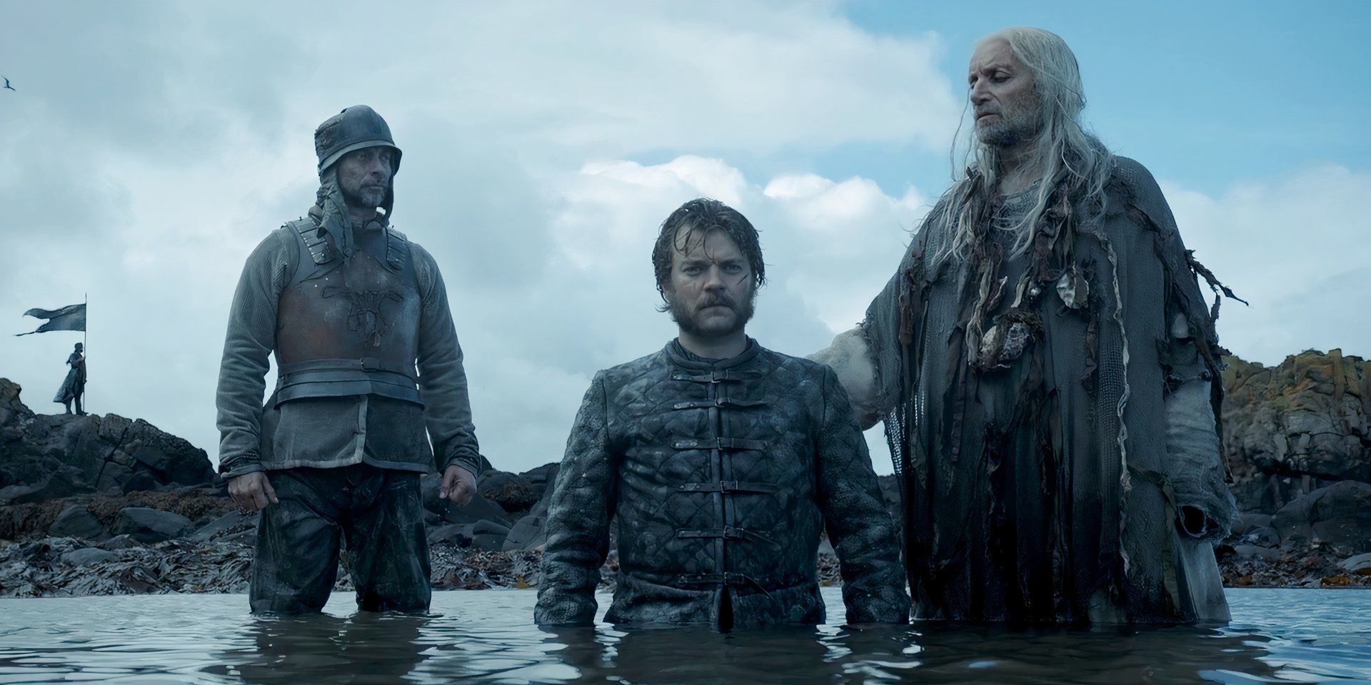 Aeron Greyjoy baptizing Euron Greyjoy in Game of Thrones