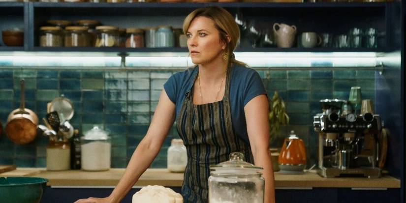 Alexa Crowe (Lucy Lawless) making bread in My Life is Murder.
