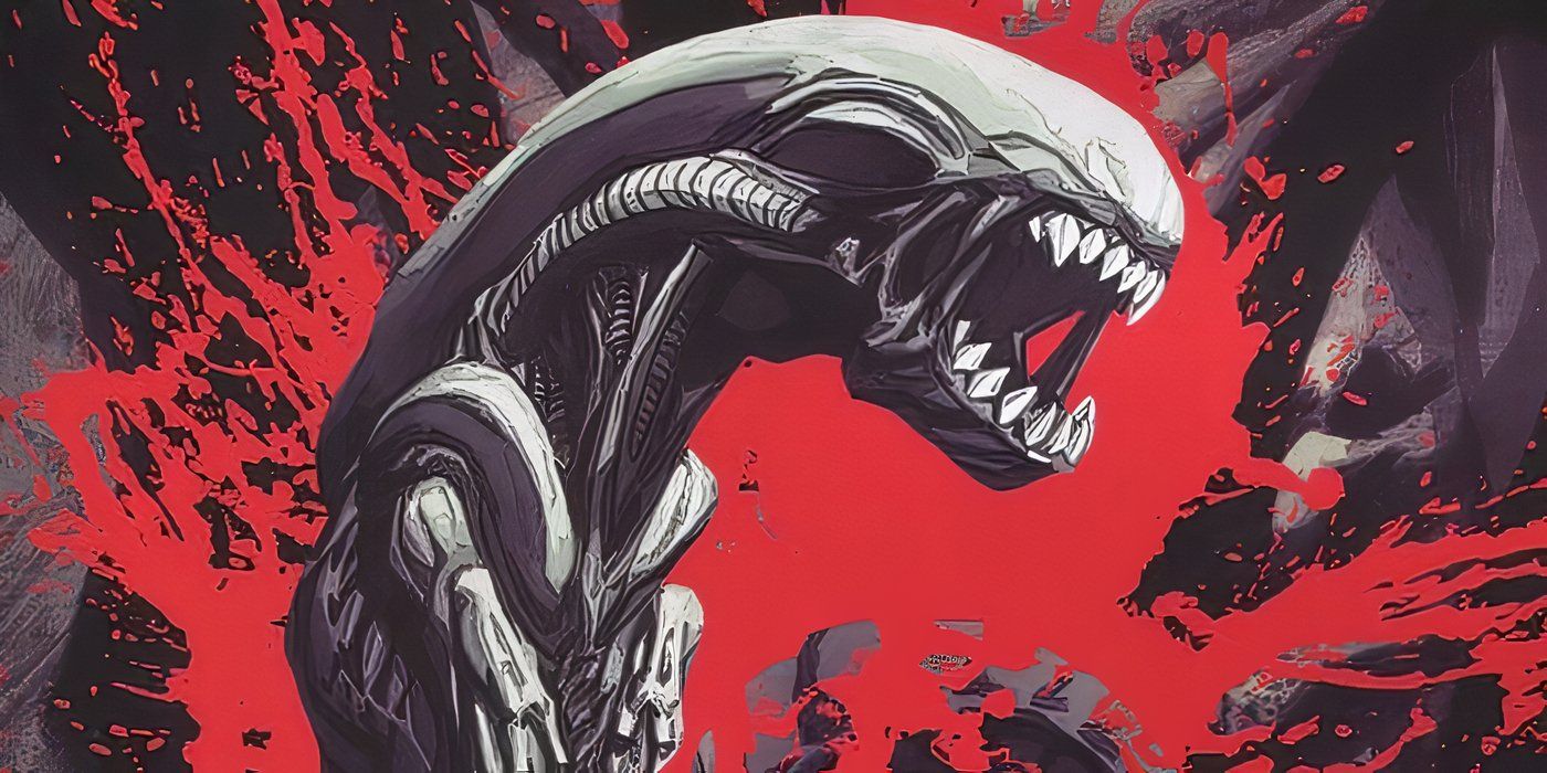 Alien's Chestburster exploding from someone's chest.