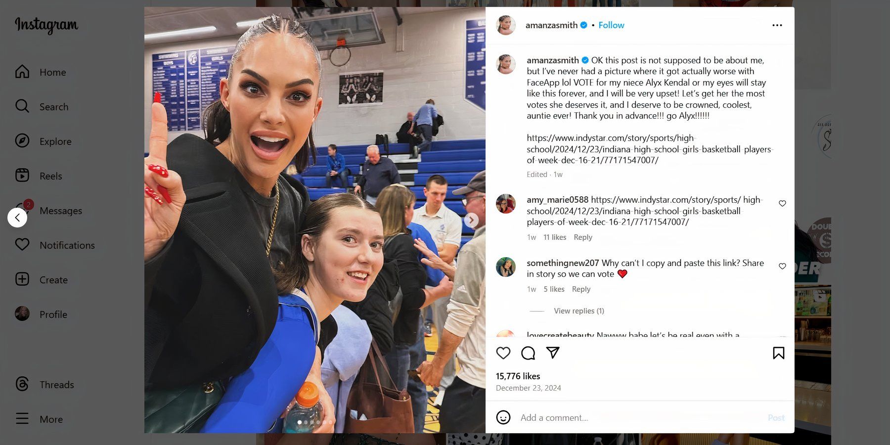 amanza from selling sunset with her niece at a school sporting event