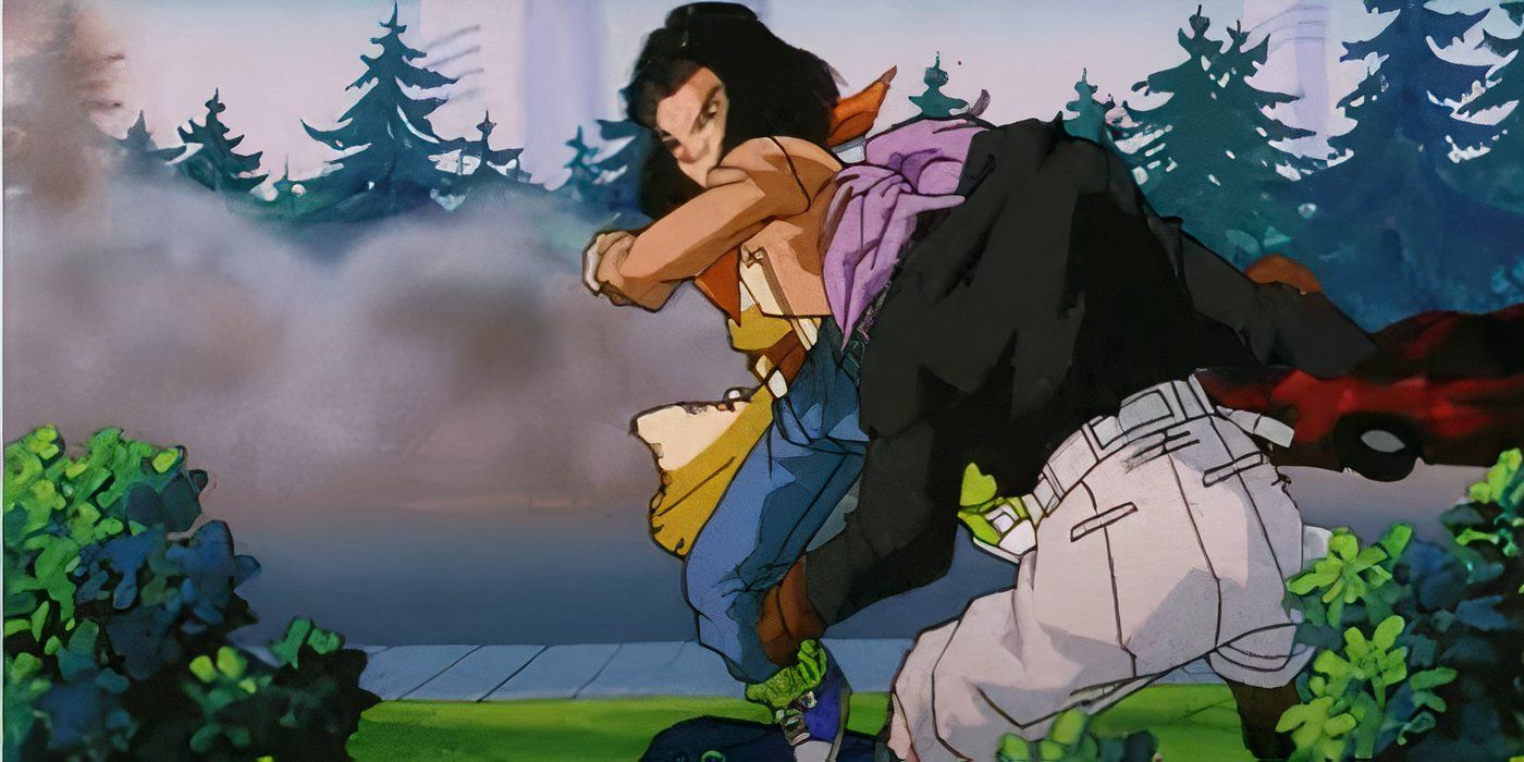 Android 17 kicks Adult Trunks in GT