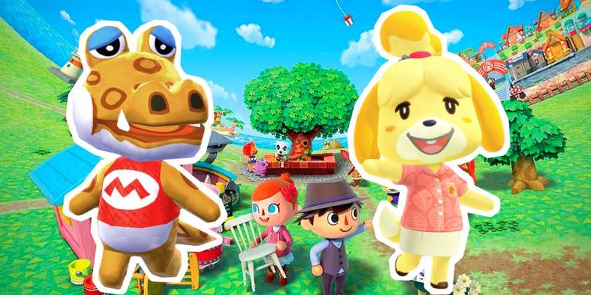Animal Crossing New Leaf and Horizon Characters On Island Background.