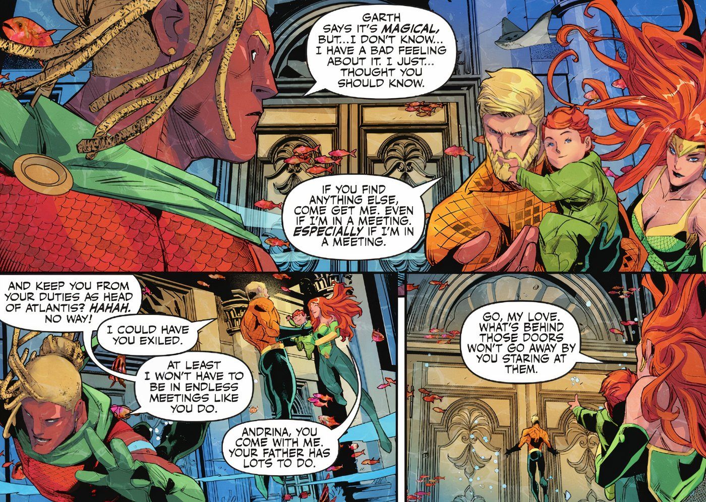 Aquaman 1 Mera stays with her and Aquaman's baby while he carries out kingly duties alone