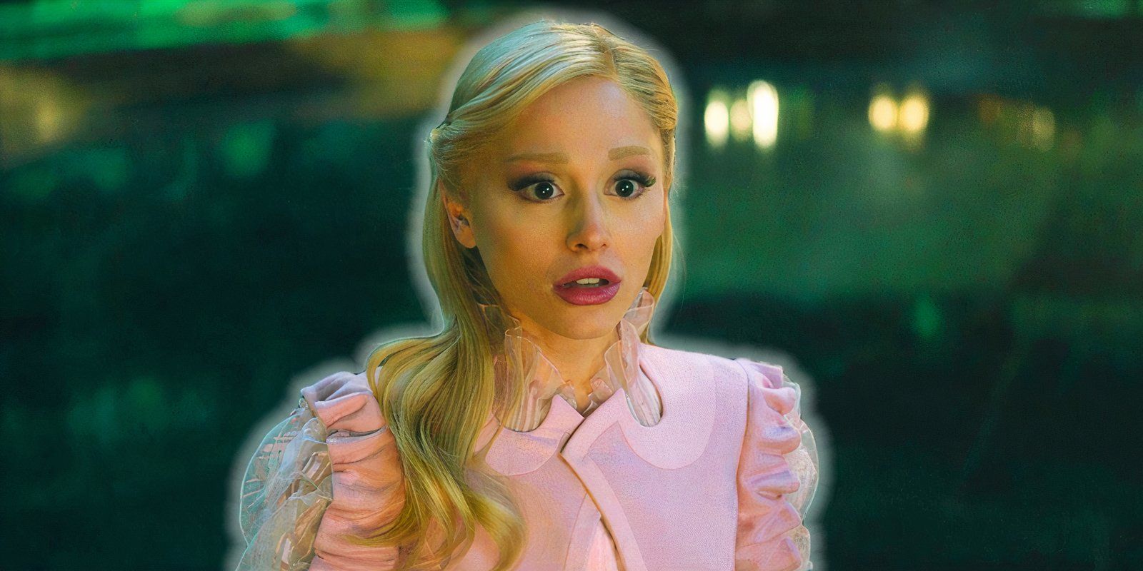 阿丽亚娜·格兰德 (Ariana Grande) 在《魔法坏女巫》中饰演格琳达 (Glinda) 看起来很震惊