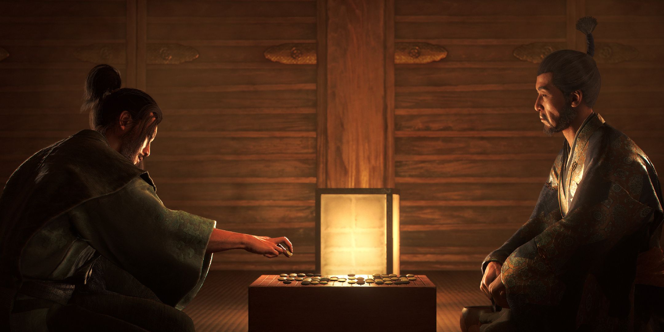 Assassin's Creed Shadows two characters playing Go