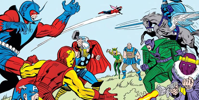 The Avengers fighting the Masters of Evil.