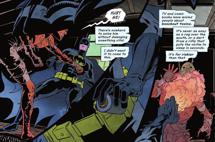 Comic book panels: Batman Laments How Useless Knockout Gas Really Is