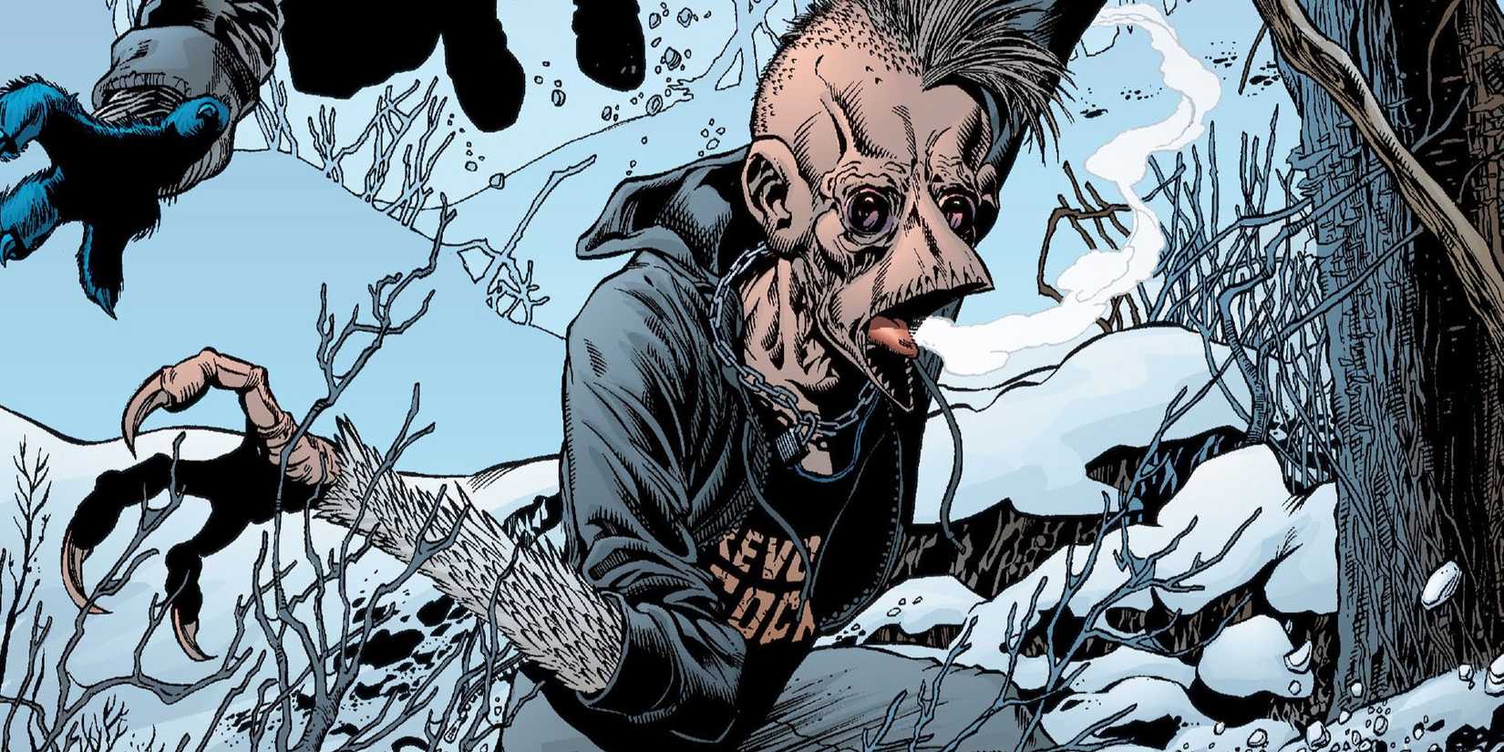 Comic book art: Beak Runs from Beast during a training session.
