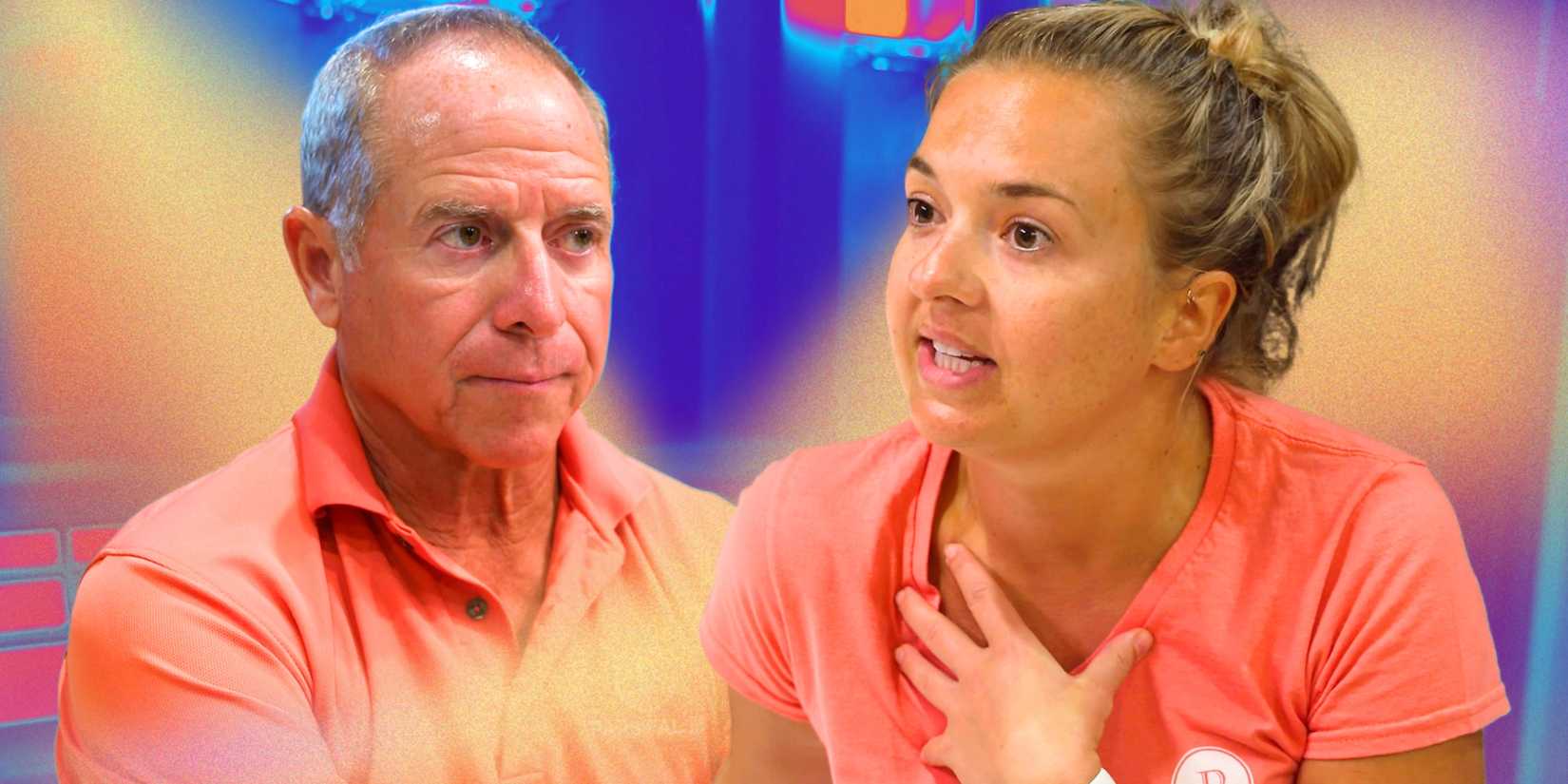 Below Deck Sailing Yacht’s Captain Glenn Shephard and Daisy Kelliher look at each other with anger.