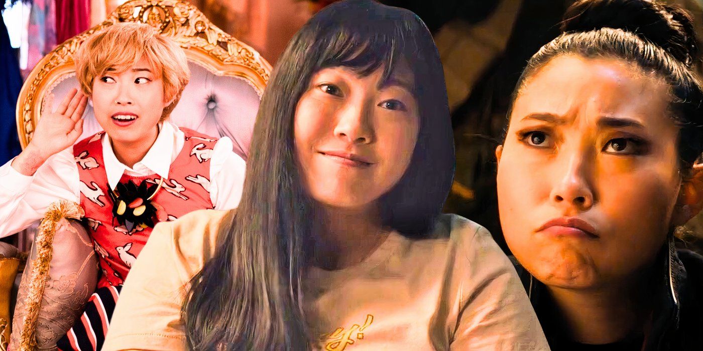 A collage image featuring Awkwafina in Crazy Rich Asians, Quiz Lady, and Jumanji - created by Tom Russell