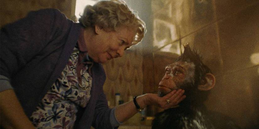 Alison Steadman as Betty Williams bathing a young Robbie Williams in Better Man
