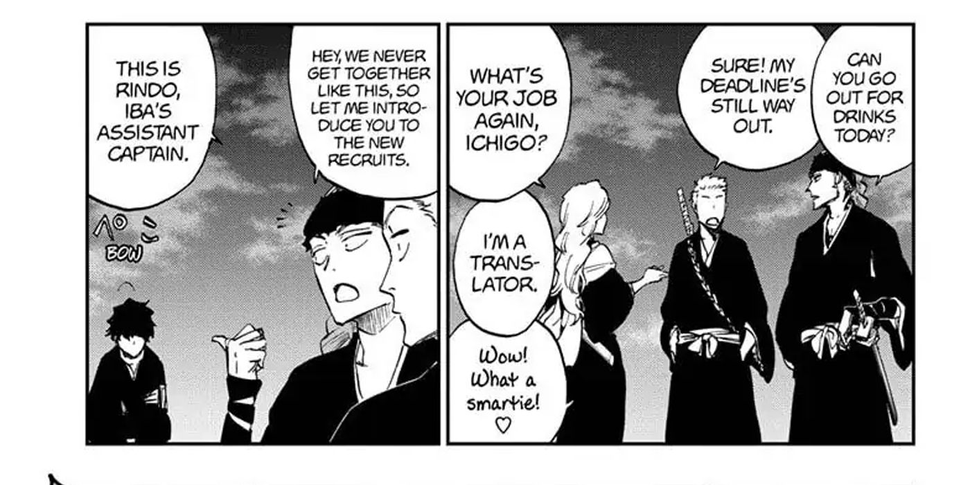 Ichigo mentions his career as a translator in No Breathes from Hell.