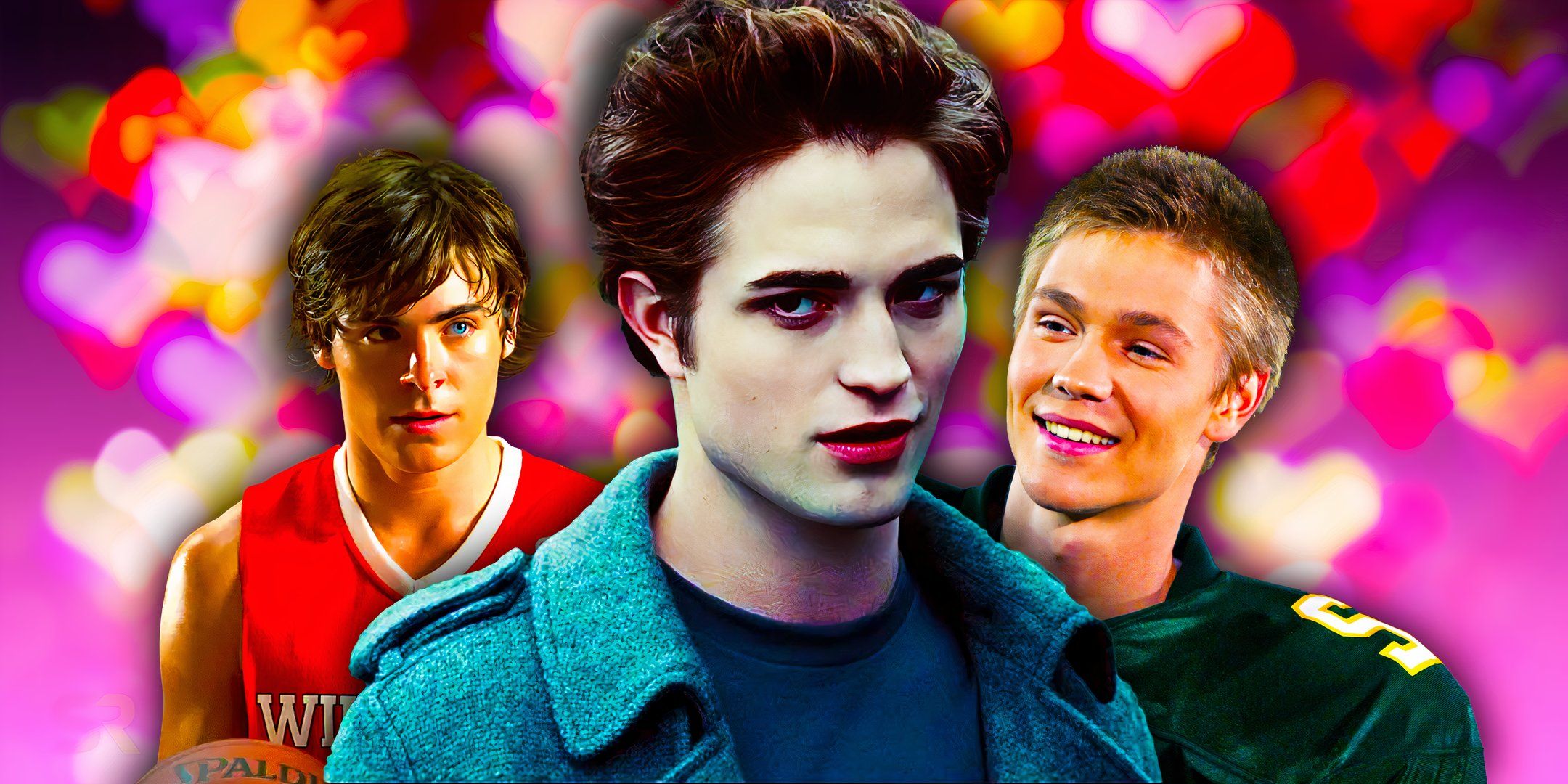 Blended image of Zac Efron, Robert Pattinson, and Chad Michael Murray in the 2000s