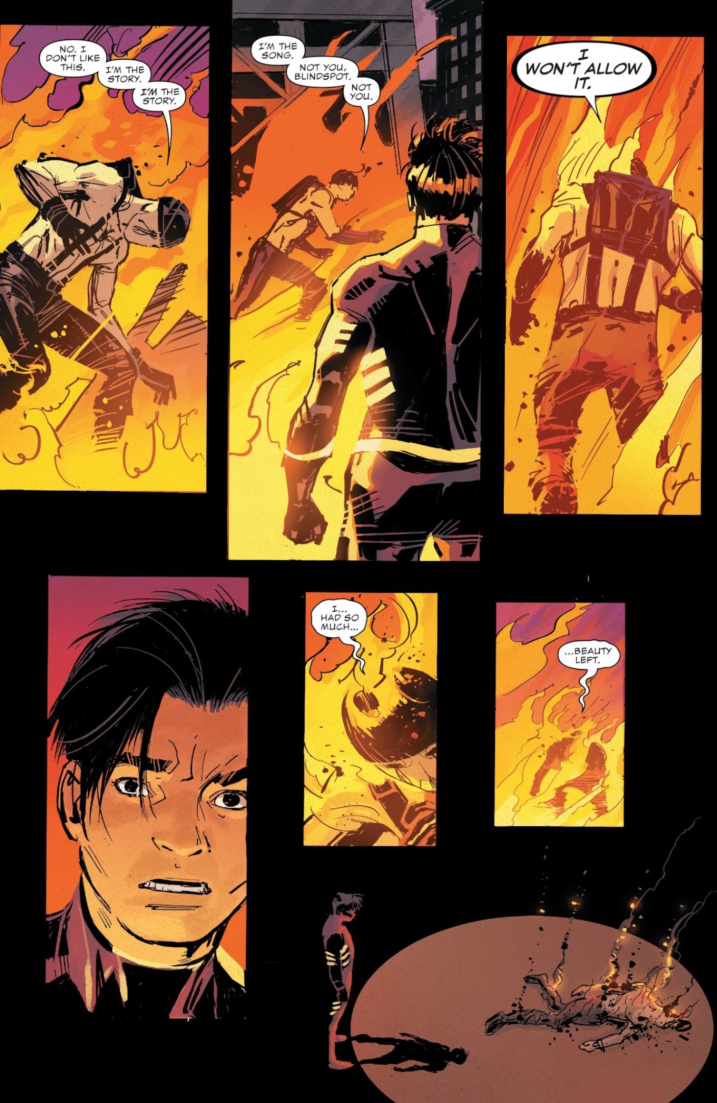 Comic book Page: Blindspot Kills Entering a Fire