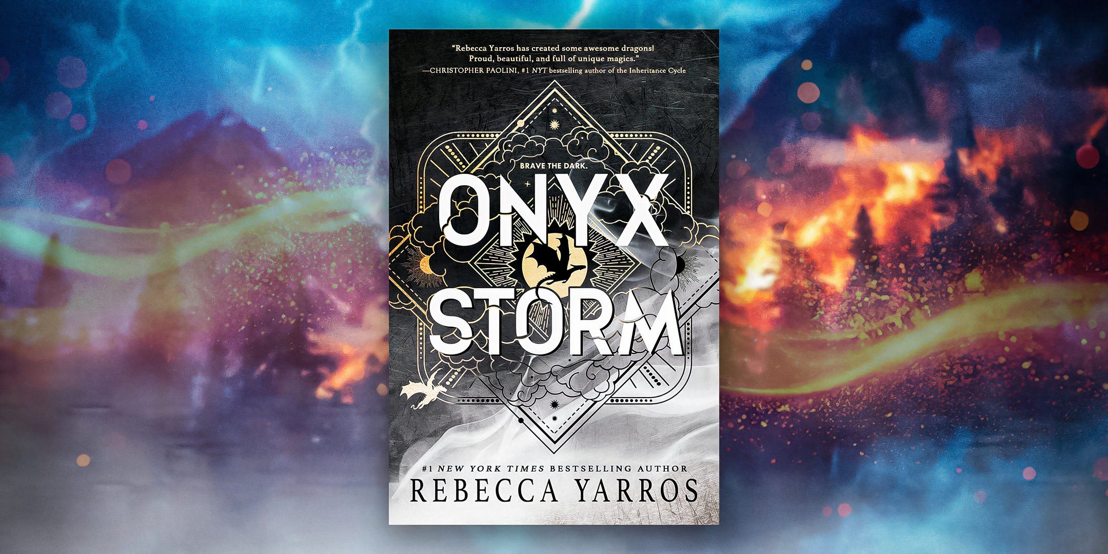 Onyx Storm book cover on smokey background