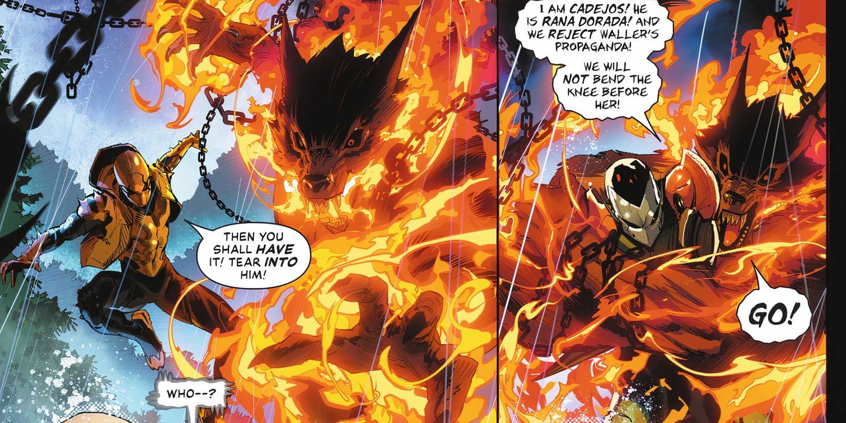Cadejos and Rana Dorada Attack Amazo DC