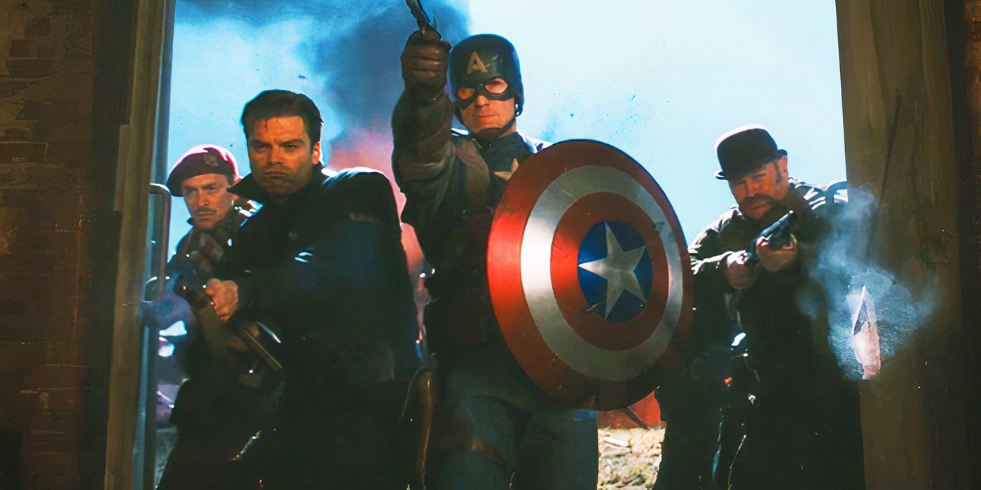 Captain America with the Howling Commandos in Captain America The First Avenger