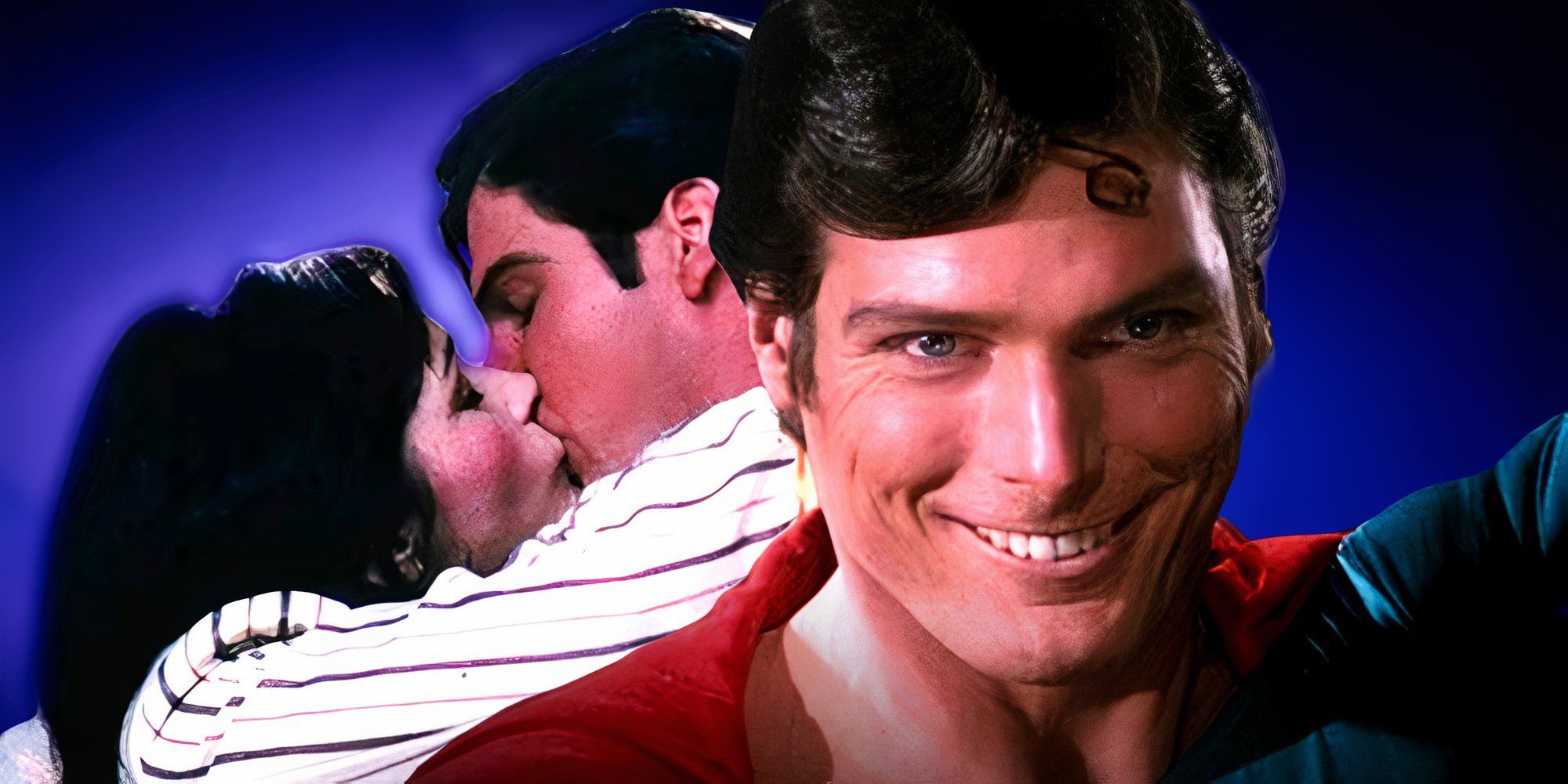 Christopher Reeve's Superman and Margot Kidder's Lois Lane kiss passionately in Richard Lester's Superman II