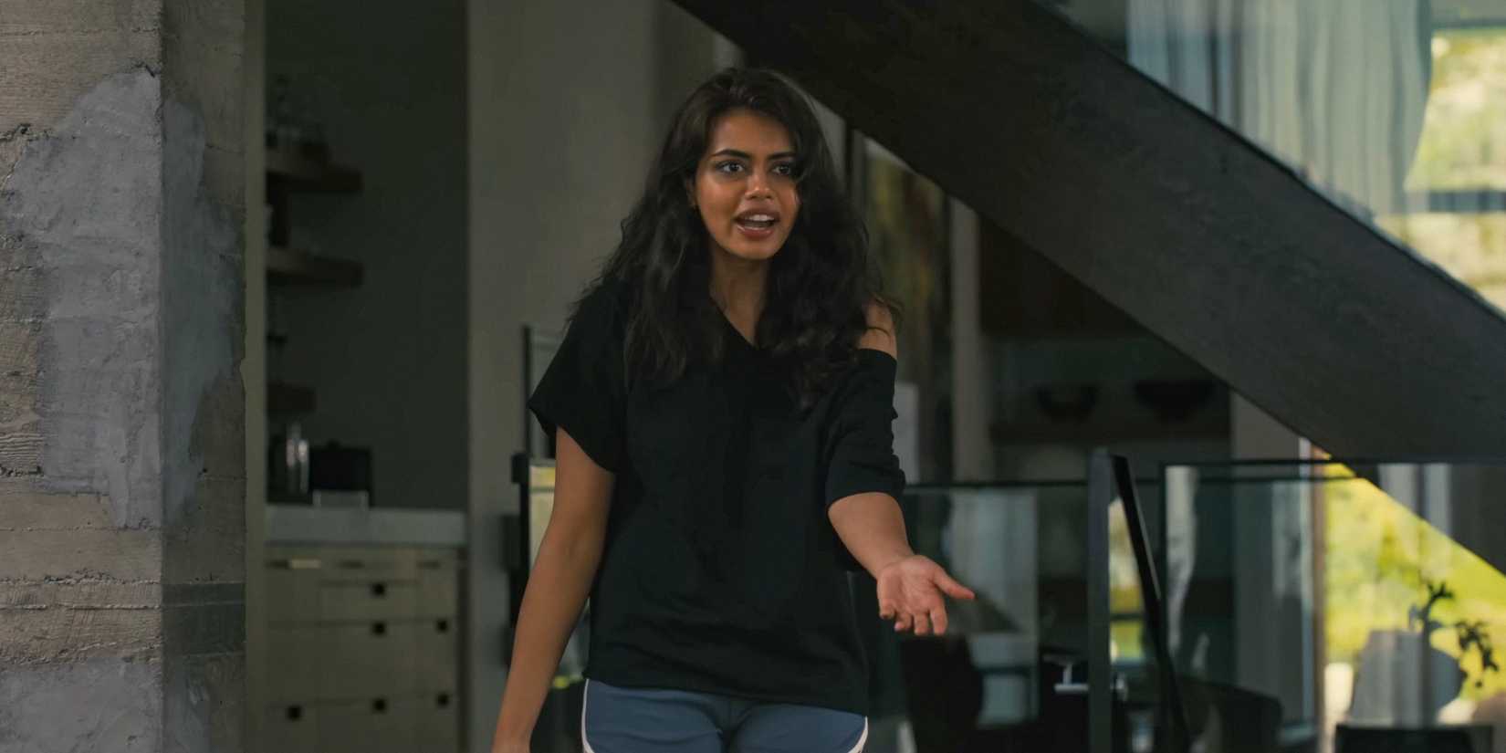 Megan Suri is looking worried in Companion