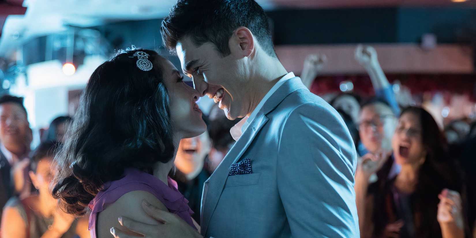 Actress Constance Wu and actor Henry Golding as Rachel and Nick in Crazy Rich Asians.