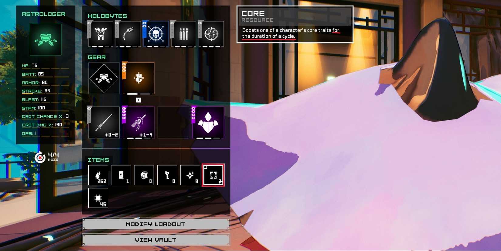 Core resource description in hyper light breaker