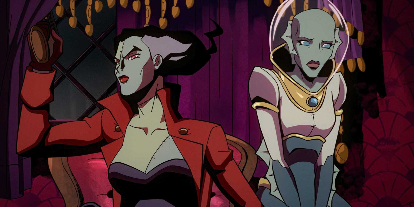 The Bride and Nina Mazursky hide from the Pokolistan army in a brothel in Creature Commandos Season 1 Ep 6