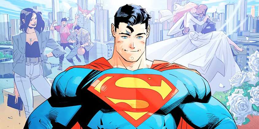 Cropped cover of Summer of Superman Special #1, Clark posing in front of Metropolis skyline & supporting characters