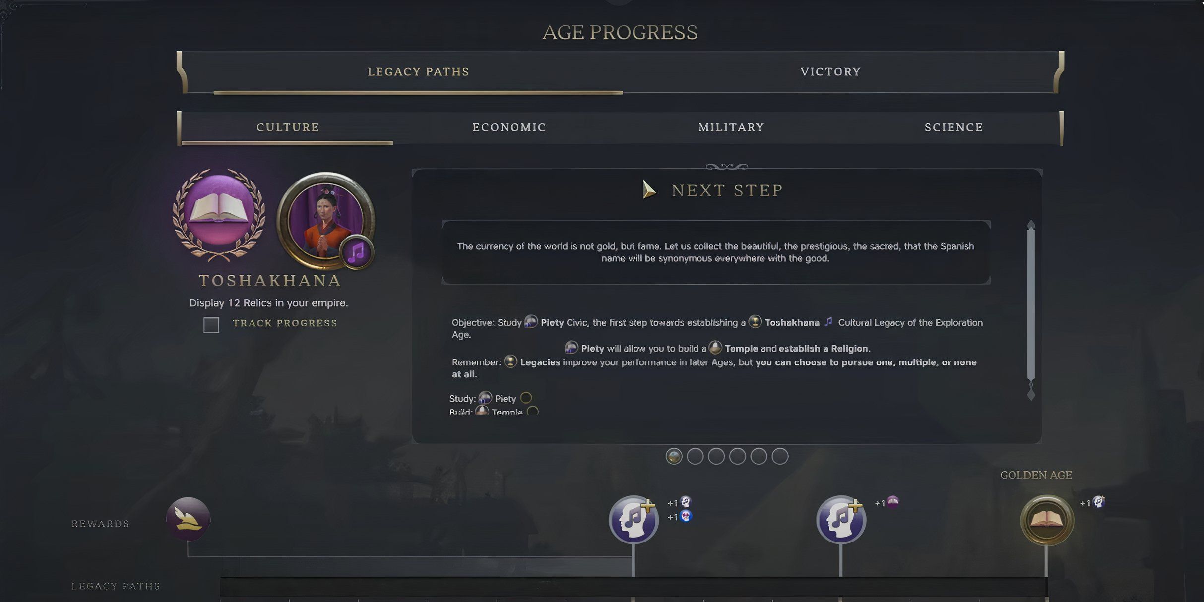 Cultural Legacy Path Exploration Age menu in Civ 7