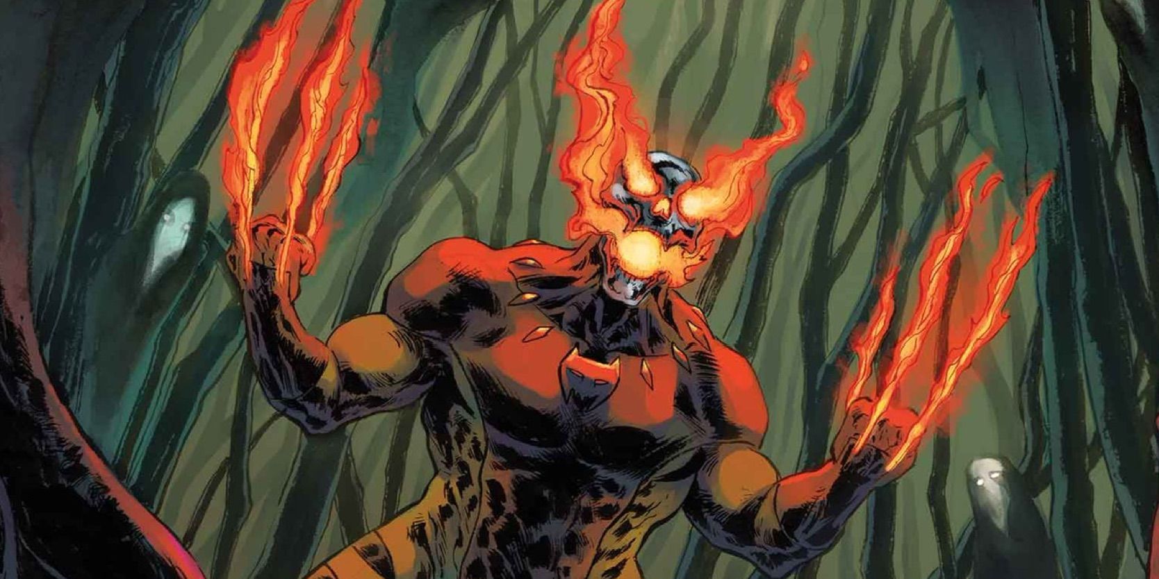 Hellverine #3 Dave Wachter variant cropped - Hellverine’s flaming skull and claws ignite in a haunted forest