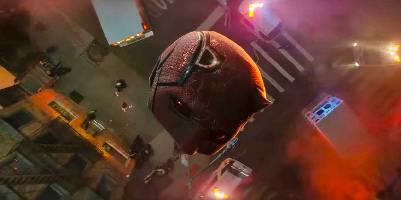 Daredevil Born Again season 1 image of a falling Daredevil helmet