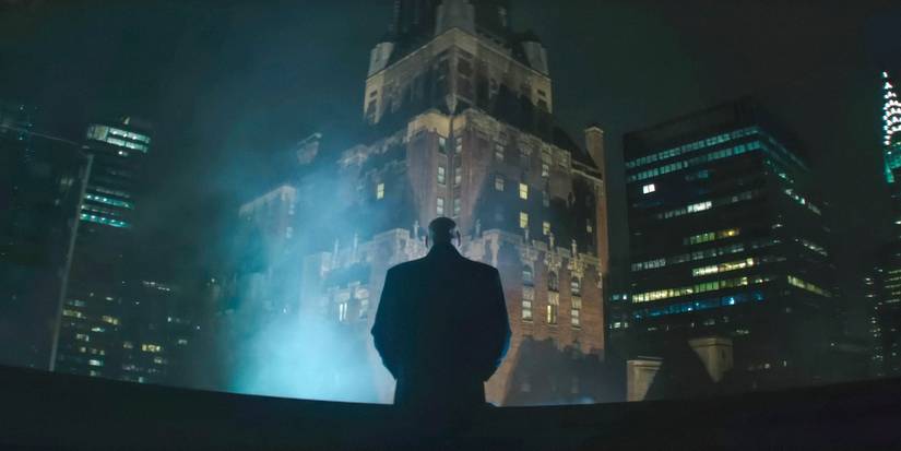 Daredevil- Born Again Season 1 shot of Kingpin stood in front of a building