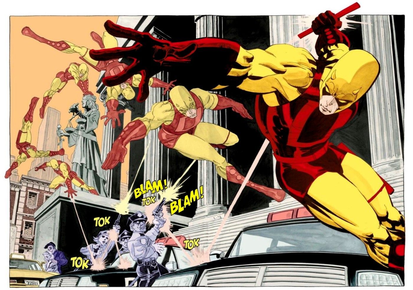 Daredevil goes acrobatic in Tim Sale's Yellow Daredevil art