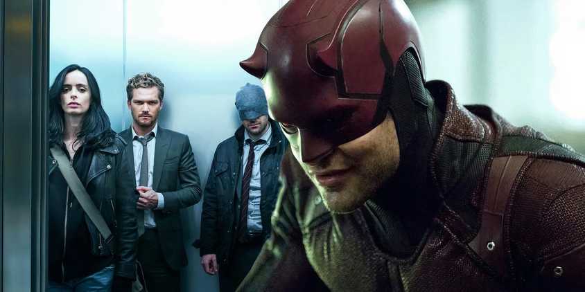 Daredevil in front of the Netflix Defenders