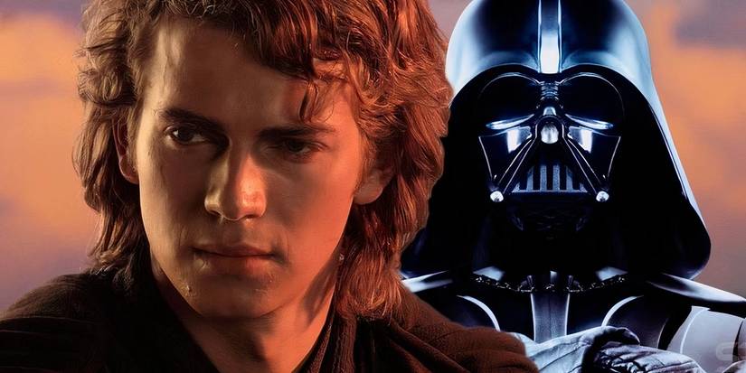 Anakin Skywalker with Darth Vader behind him.