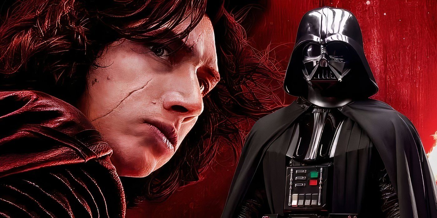 Darth Vader e Kylo Ren em Guerra nas Estrelas.