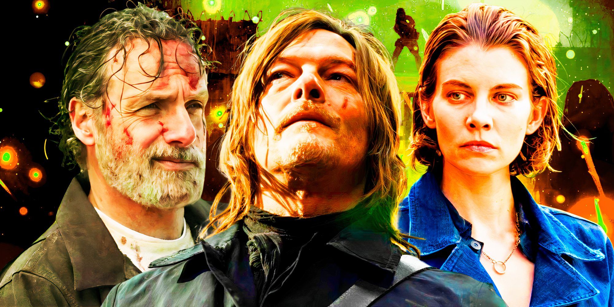 Daryl from his spinoff, Maggie from Dead City, and Rick from The Walking Dead: The Ones Who Live.