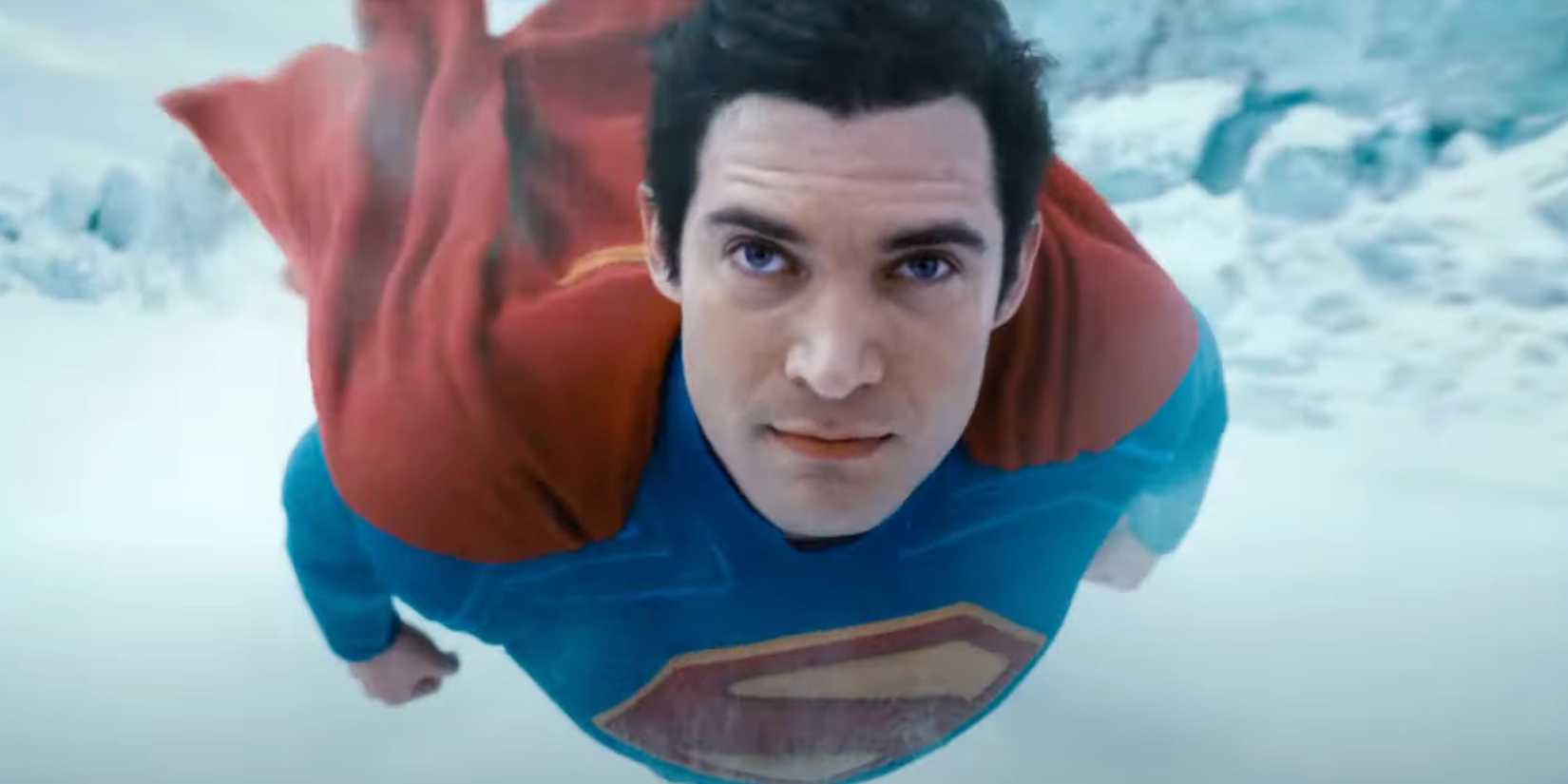 David Corenswet as Superman in flight