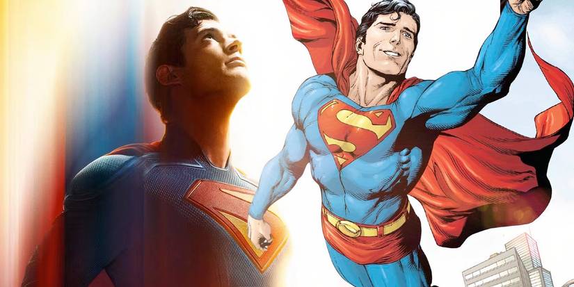 David Corenswet's Superman with Superman from the comics