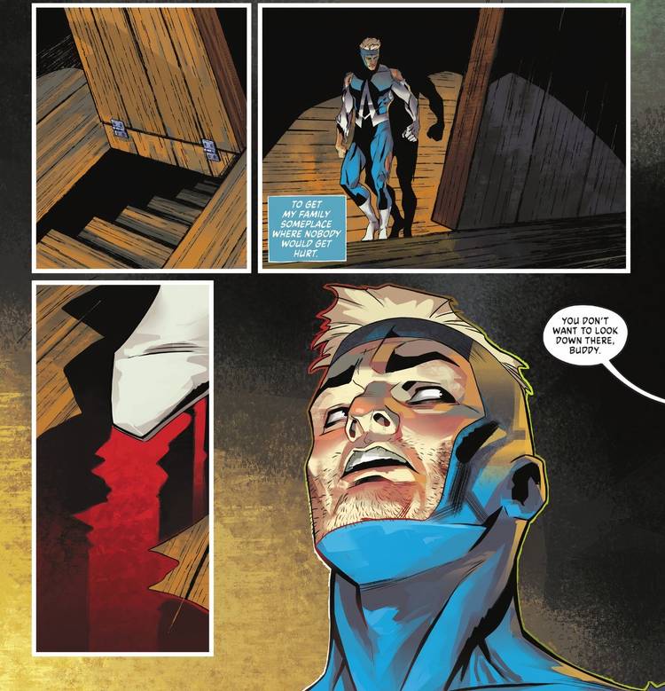 DC vs Vampires World War V 6 Animal Man steps in blood as a voice tells him not to look there