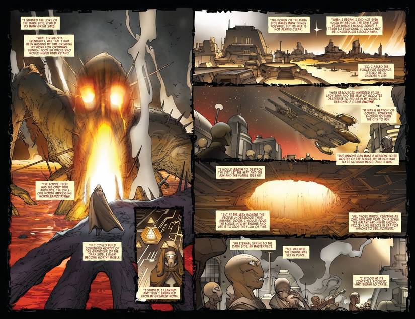 Darth Momin using his superweapon to obliterate an entire city in Star Wars.