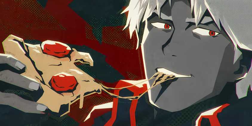 Dante eating pizza in the Devil May Cry theme song